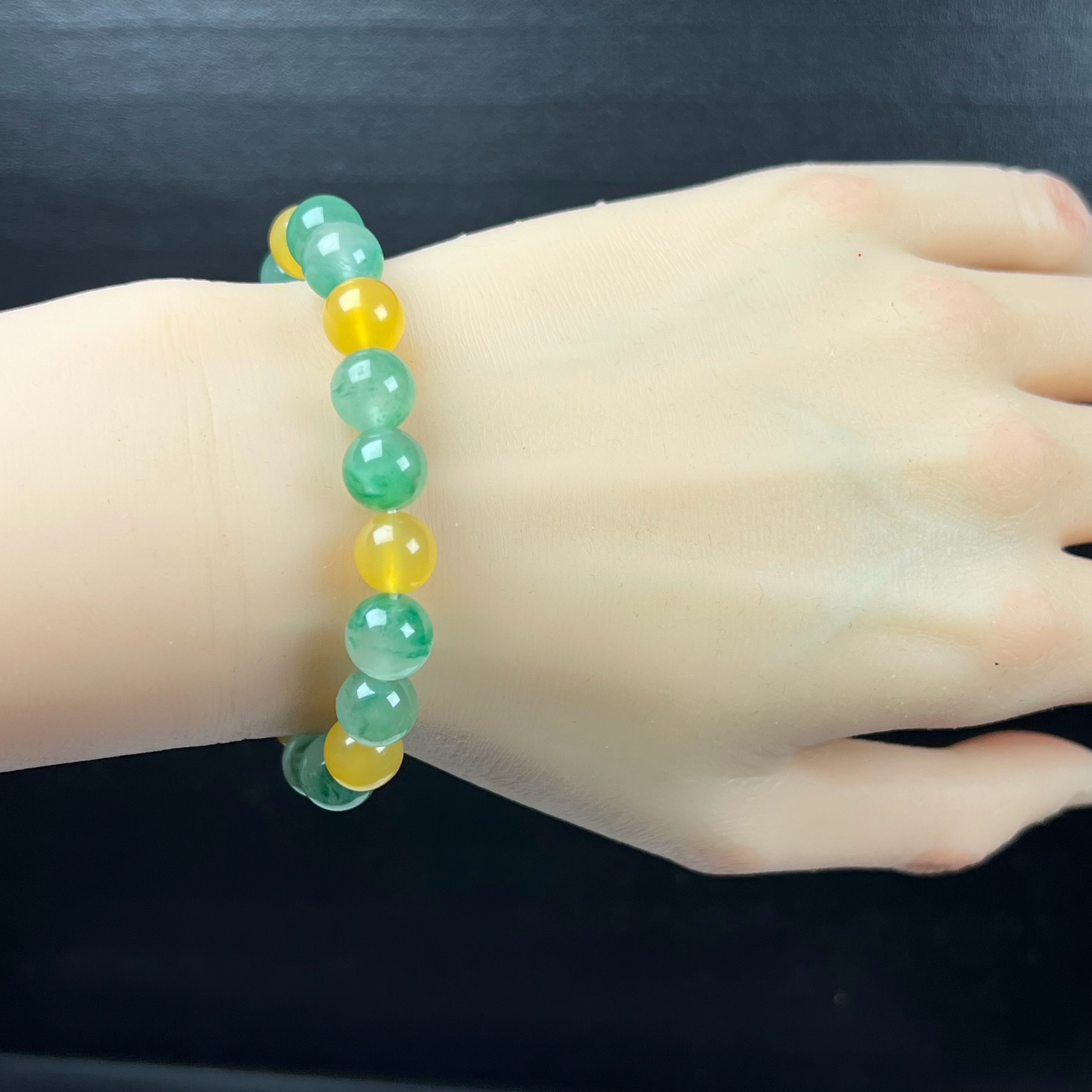 天然玉石精品珠宝高冰飘翠绿色非洲翠玉佛珠9mm手串多宝手链手饰