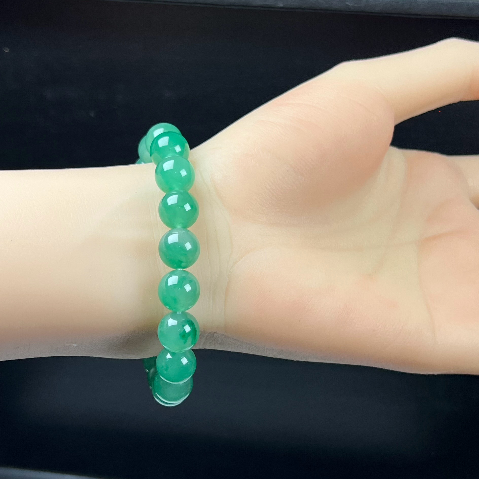 天然玉石精品高冰飘翠绿色非洲翠玉佛珠10mm玉石手串手链正品送礼