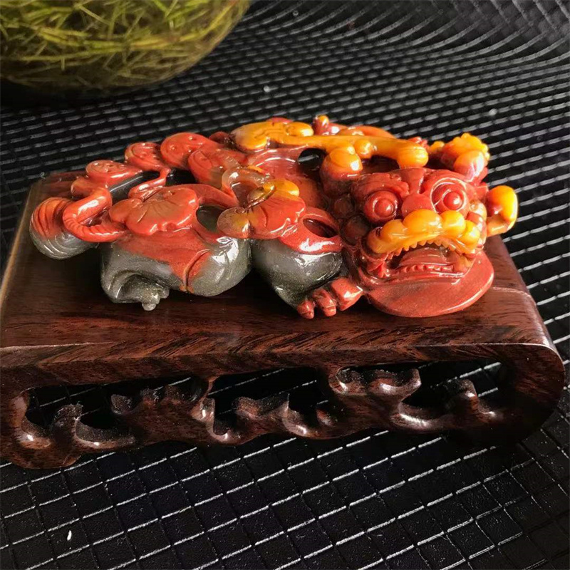 瑞皇翠天然玉石云南黄龙玉金沙料貔貅收银台摆件皮休辈子发财证书