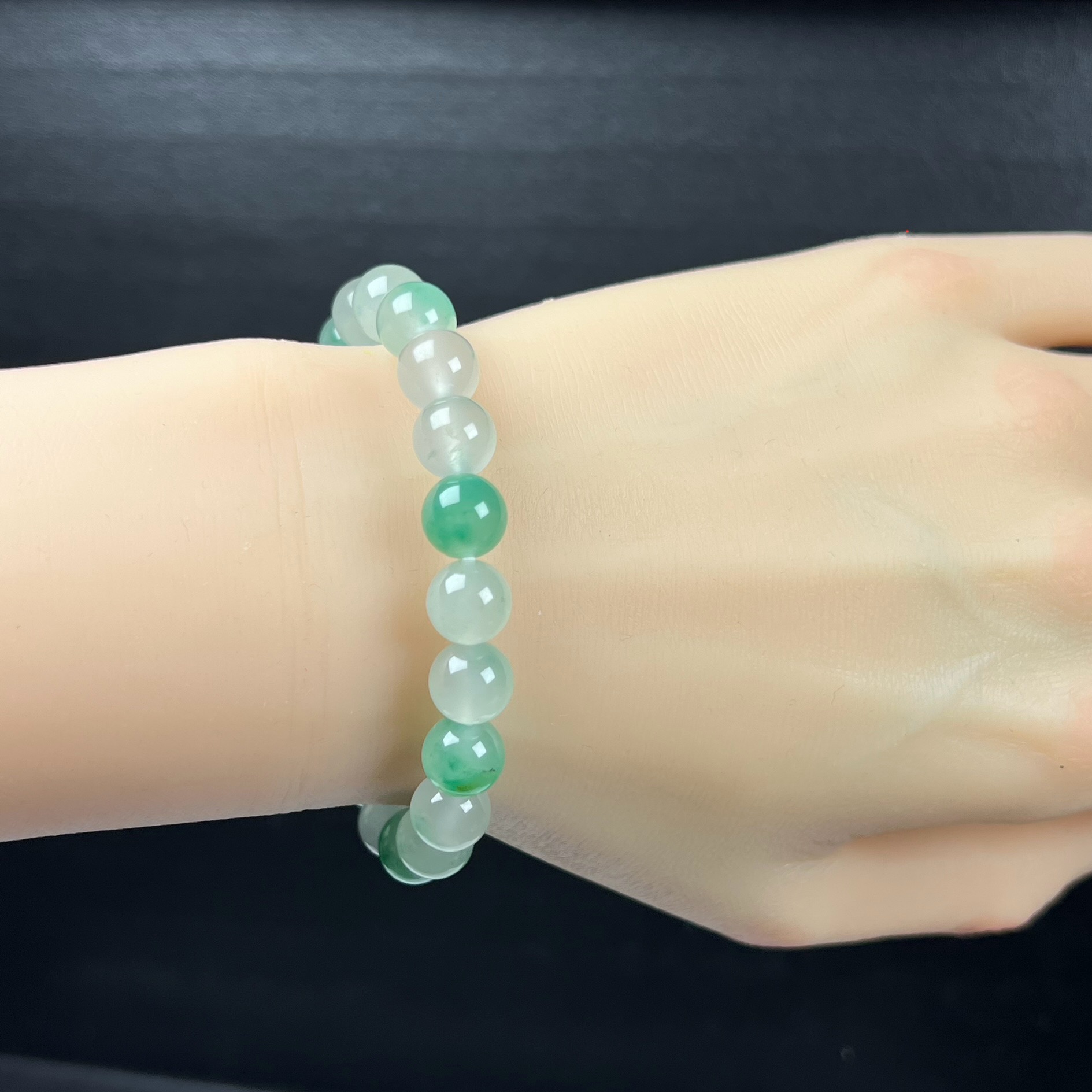 天然玉石精品珠宝高冰飘翠绿色非洲翠玉佛珠9mm手串手链手饰正宗