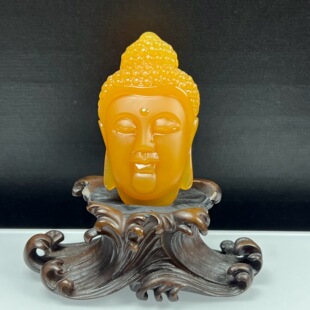 天然玉石精品珠宝缅料黄龙玉佛头吊坠玉佩毛衣链玉坠送礼