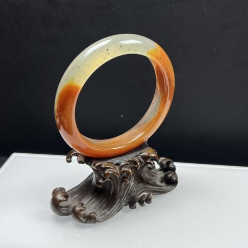 天然玉石精品珠宝云南黄龙玉手镯55圈口俏色金沙玉镯送礼证书