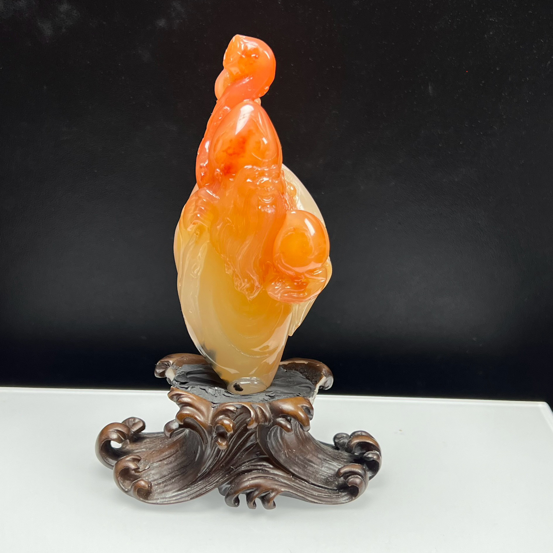 天然玉石精品珠宝云南黄龙玉老寿星手玩件草花把玩鸿运当头证书
