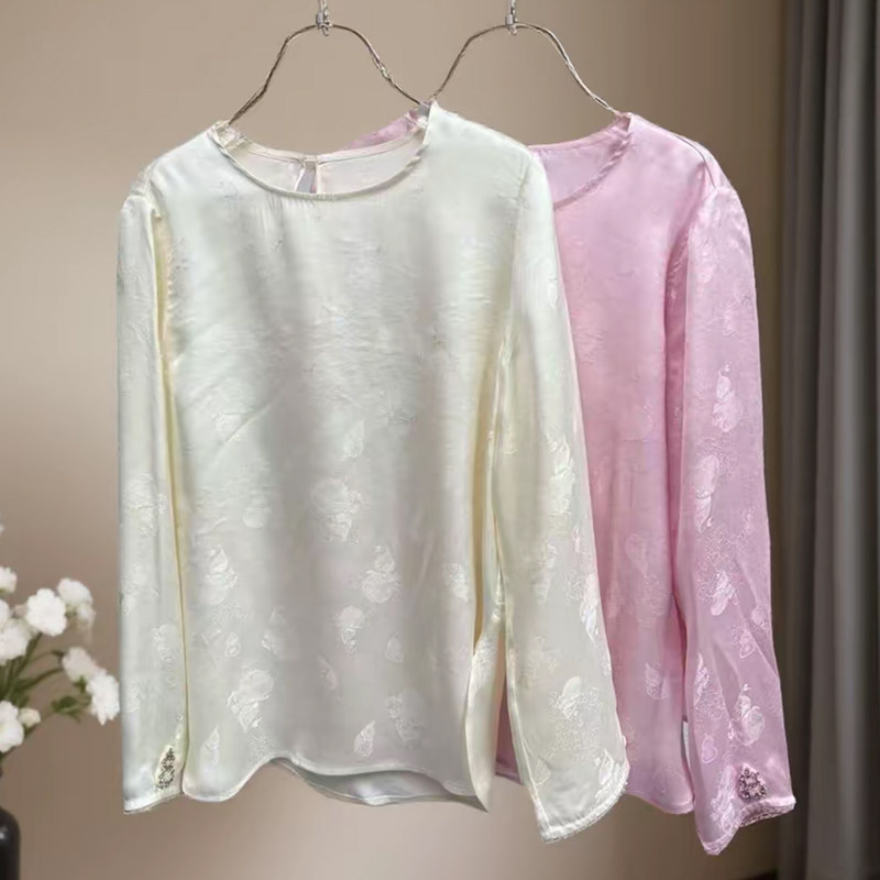 2026新款新中式提花印花国风气质优雅圆领网红时尚休闲长袖上衣女,女装/女士精品,衬衫,淘宝优惠券,粉丝福利购,淘宝优惠卷