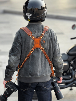 Fango Handmade Cowhide Double Camera Strap Quick-Release Dslr Shoulder Strap Genuine Leather Crossbody Quick-Release Camera Double Shoulder Strap