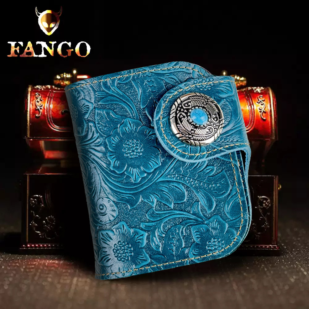 原创手工真皮竖款钱包男女复古头层牛皮短款钱包疯马皮财布钱夹潮