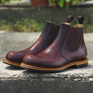 纯手工固特异头层牛皮切尔西男靴高帮马丁休闲机车复古工装 男鞋