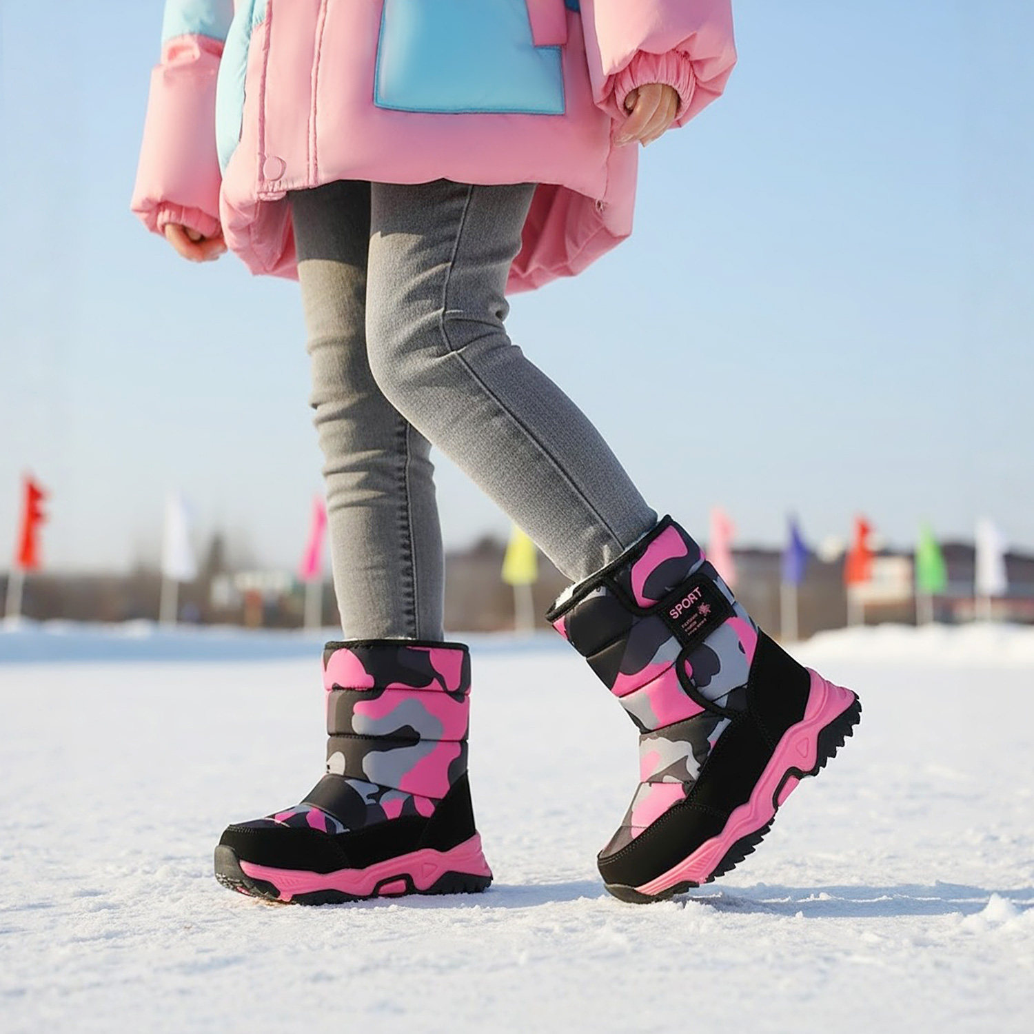 儿童雪地靴女童冬加绒加厚防水防滑舒适保暖东北抗寒高筒棉鞋,童鞋/婴儿鞋/亲子鞋,雪地靴,淘宝优惠券,粉丝福利购,淘宝优惠卷