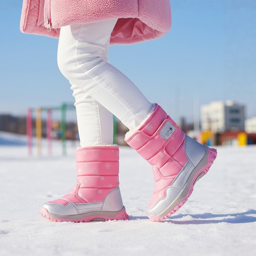 女童长筒加绒防水防滑雪地靴