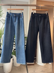 冬季 秋冬加绒显瘦牛仔长裤 高腰直筒牛仔裤 新款 加绒保暖