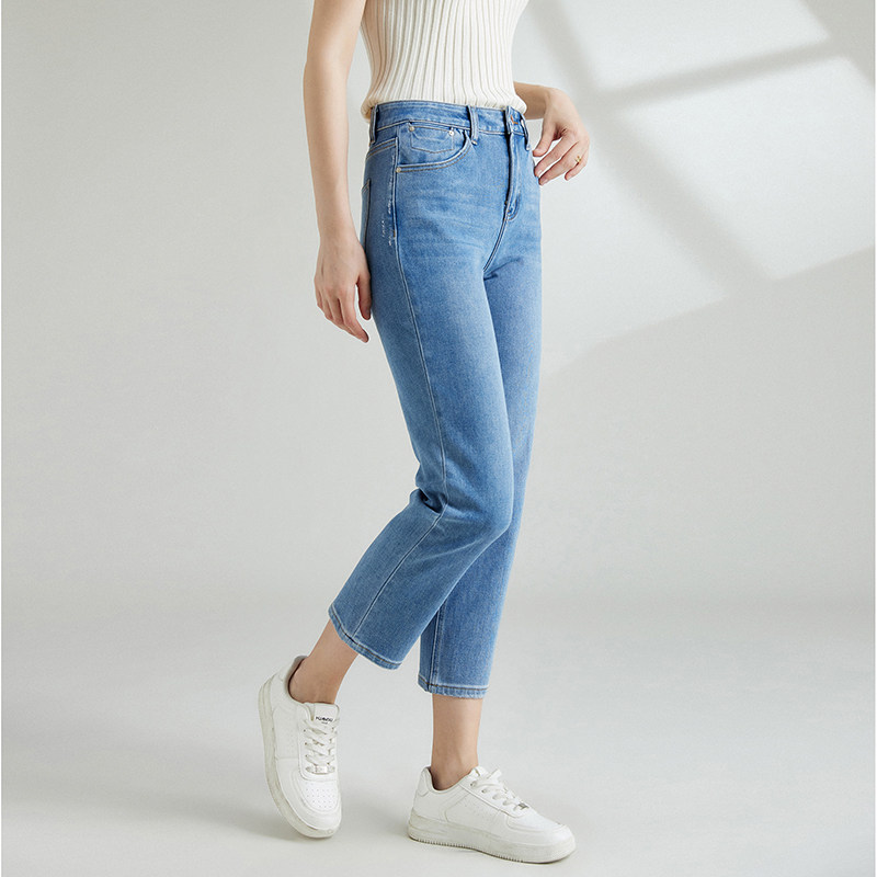 九分小直筒牛仔裤九分薄款棉