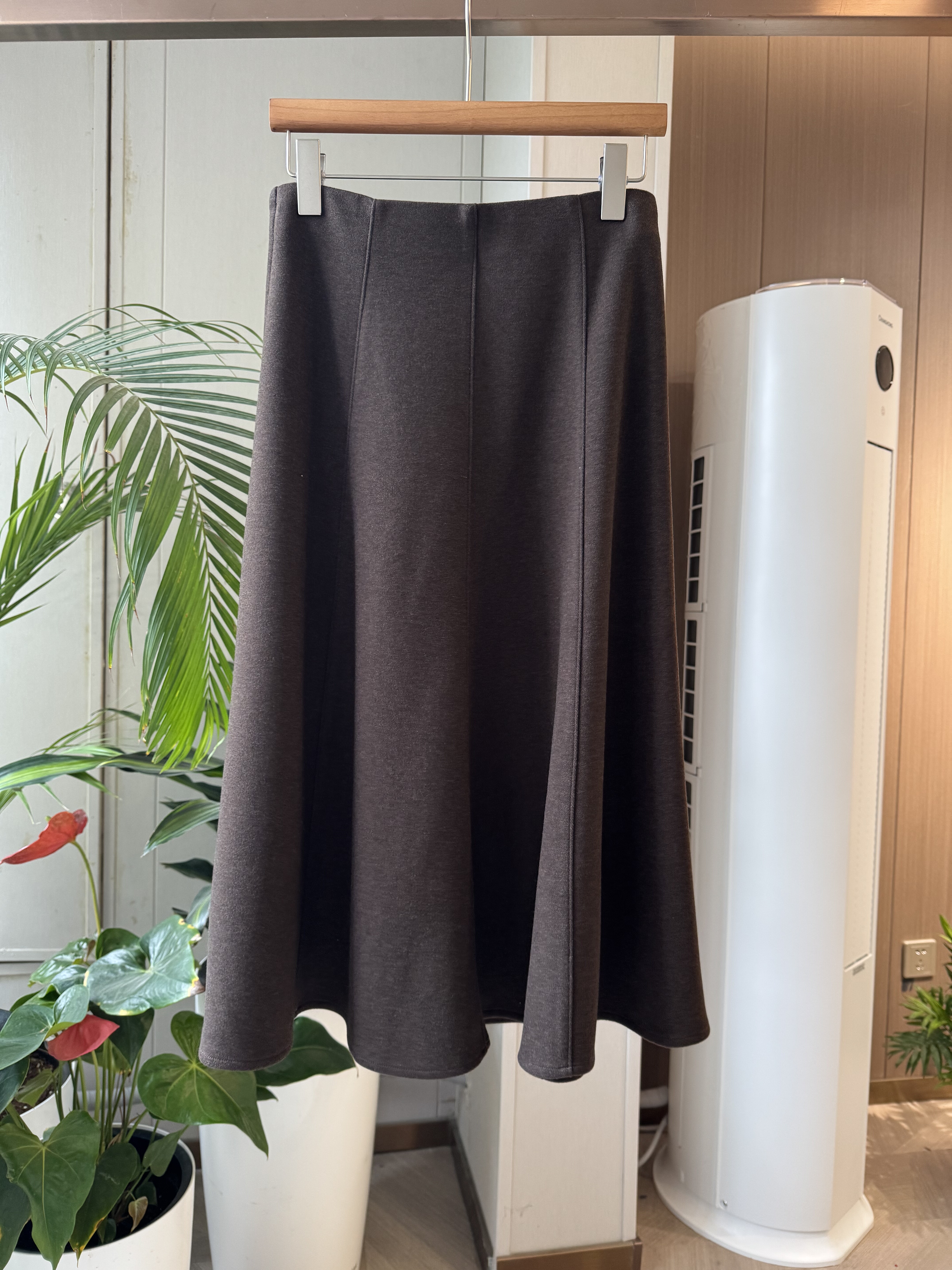 简约通勤高腰A字八片裙中长款半身裙秋冬新款