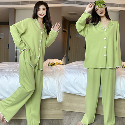 纯色高级感大码睡衣女翻领家居服