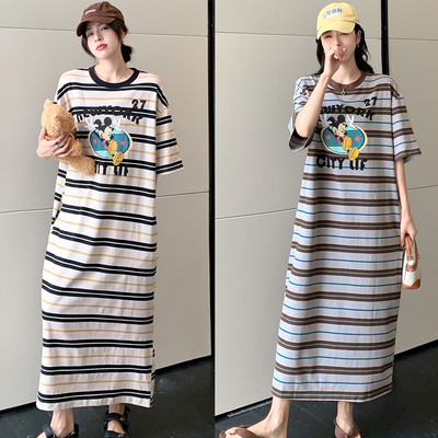 纯棉夏秋季卡通新款短袖睡裙