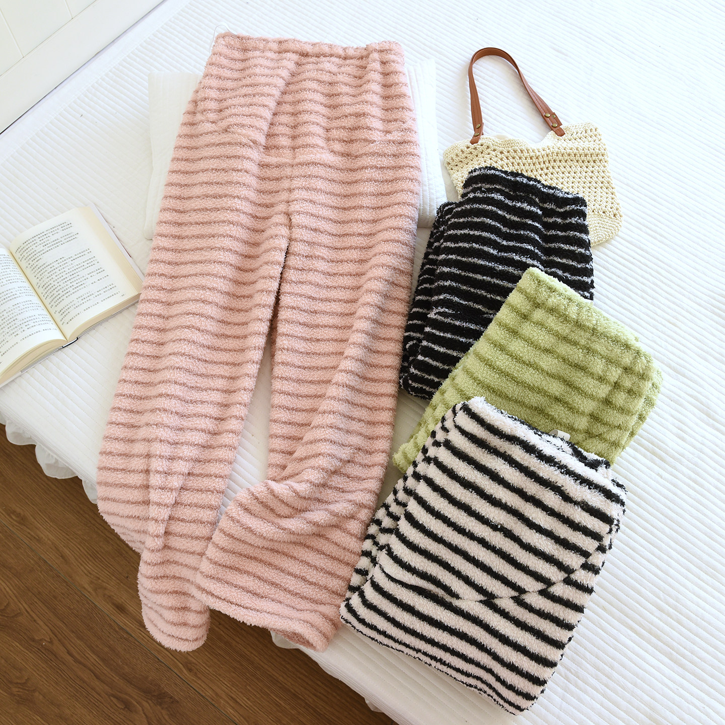 孕妇睡裤秋冬季女加绒加厚暖暖裤睡衣托腹裤法兰绒珊瑚绒家居裤