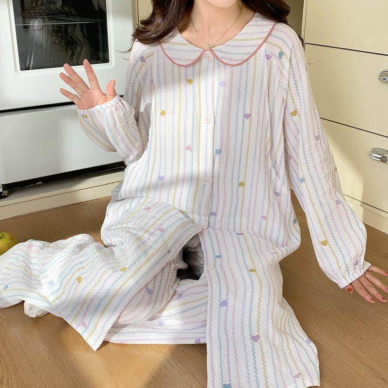 医院待产裙裤子春秋款带胸垫两件套哺乳睡裙产后月子服孕妇睡衣