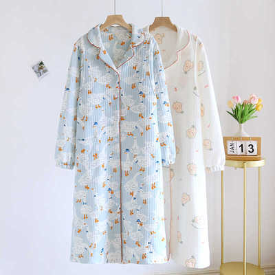 空气棉月子服待产裙孕妇秋冬医院待产哺乳睡裙产妇家居服长款喂奶