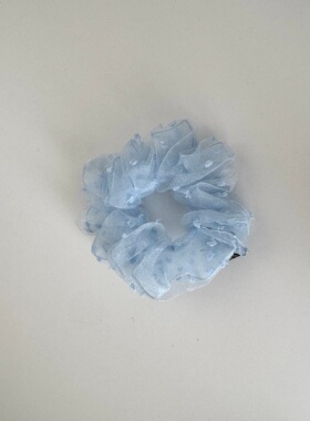 《蓝汐柔绡》蓝色欧根纱大肠发圈女高弹力扎头发发绳高级头花发饰