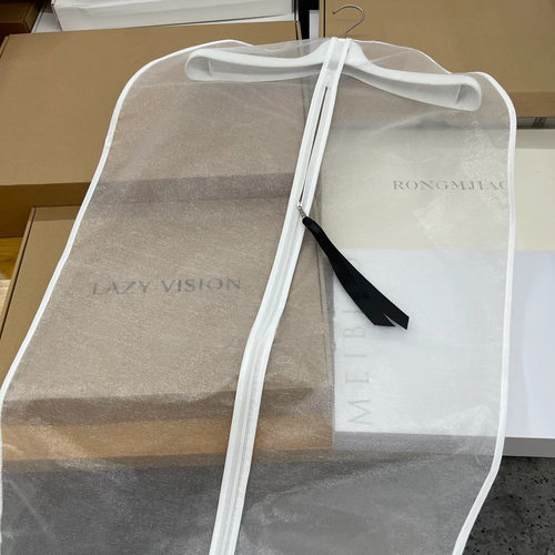 欧根纱透气衣服防尘罩珠光白皮草貂皮大衣收纳袋高级丝带款挂衣袋