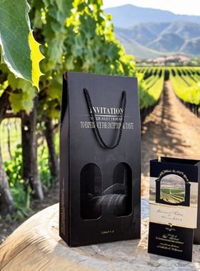 樱秦K1K2黑色 红酒包装盒红酒纸盒单支装双支装 现货包邮可定制