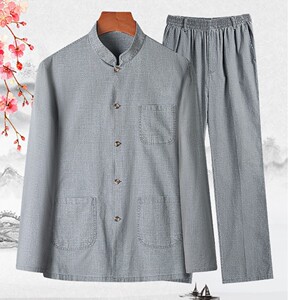 中国风唐装棉麻汉服长袖衬衫