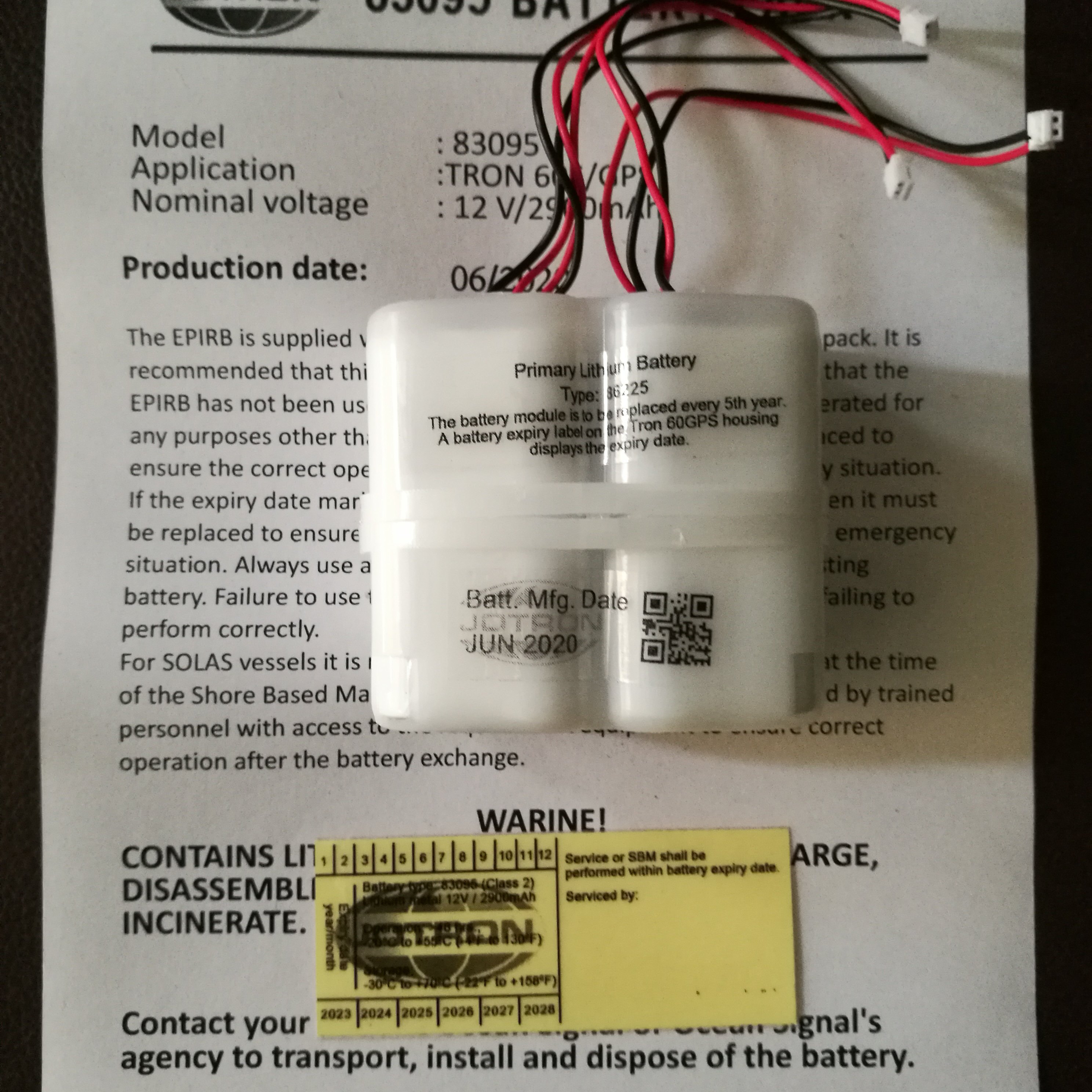 原装进口TRON 60S EPIRB BATTERY 86225 无线电示位标电池