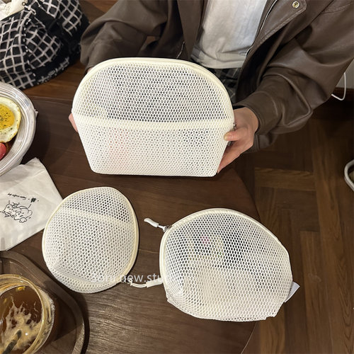 透视加厚网眼化妆包便！日系好用小样口红数据线护肤品旅行收纳袋