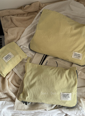 衣物整理袋！真的好用防水奶黄尼龙格睡衣内裤收纳包化妆品分装袋