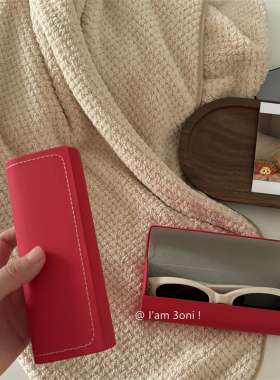 抗压款！小众学生眼镜墨镜正红色眼镜盒防尘防摔好看太阳镜收纳盒