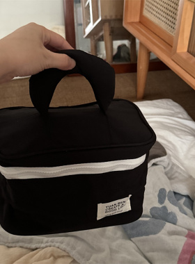 日系尼龙黑色防水手提化妆包！出差便携大容量化妆包彩妆洗漱包