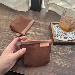 迷你小网袋！实用可透视加厚粉扑眼药水收纳便携身份证银行卡收纳