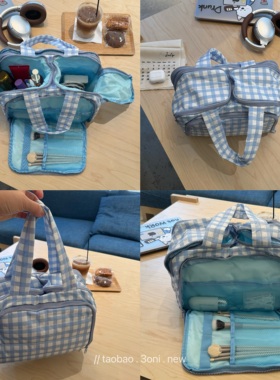 “ju无霸” 日系四口袋大容量化妆包护肤品彩妆分区大号洗漱包～