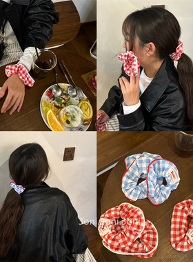 大肠发圈扎马尾撞色头饰发绳