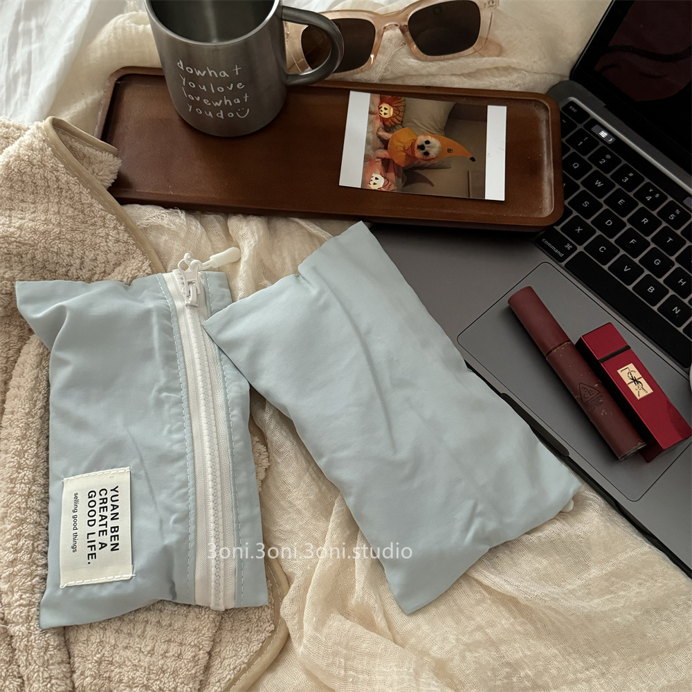 迷你奶蓝小号收纳袋！数据线电源插头口红杂物收纳包尼龙防水包