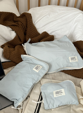 出差行李箱旅游衣物收纳袋！奶微蓝尼龙格面料内衣裤睡衣分装袋