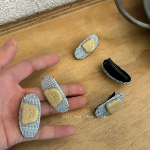 奶萌奶萌的小熊～韩系少女心baby蓝碎发边夹可爱百搭头饰发夹