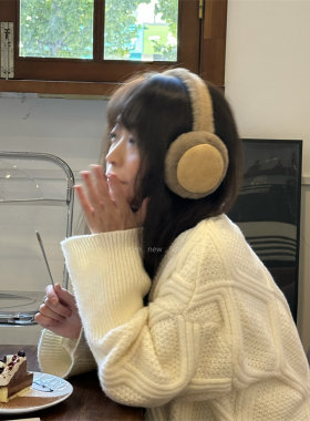韩系奶糯卡其护耳毛绒