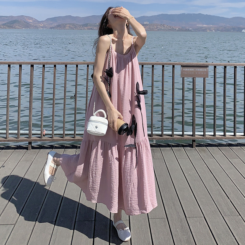 2025夏季新款吊带连衣裙海边度假裙005634-P125-K188,女装连衣裙,浙宝005
