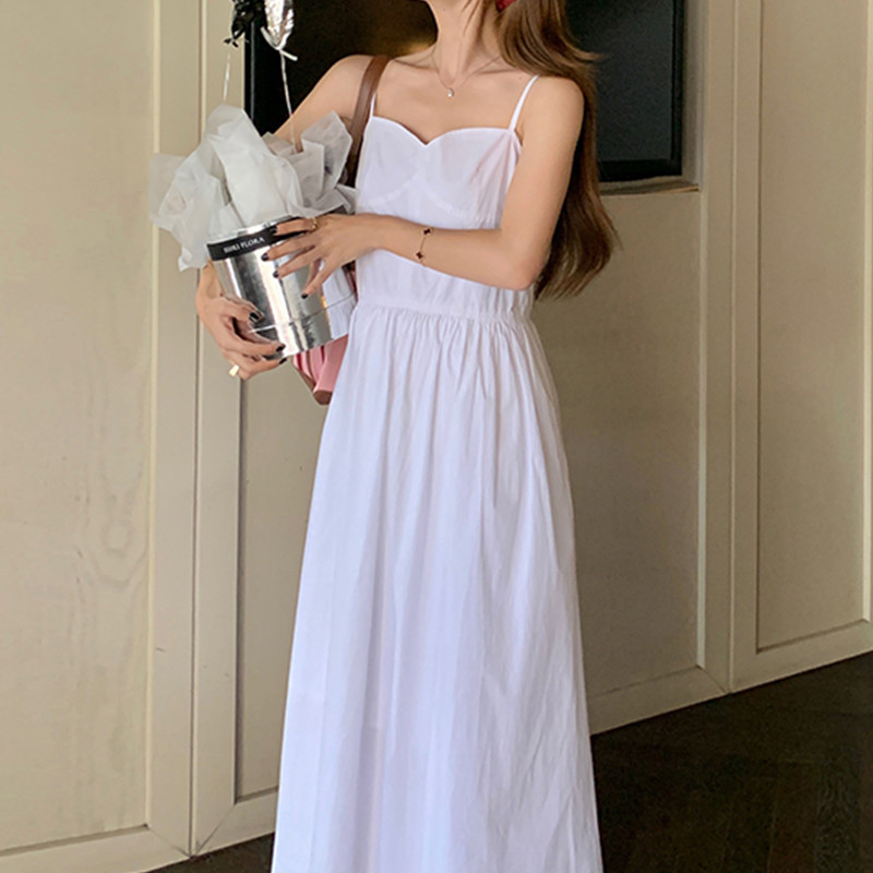 夏款【现货】白色吊带连衣服百搭0058822-P110-K168，女装连衣裙，浙宝005