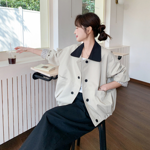 【大货已出】简约风短外套女宽松翻领夹克2B063-6177-P155-K248图片