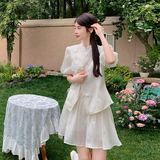 [现货】套装裙斜襟盘扣刺绣薄纱短裙两件套0059927-P125-K188，女装套装/套裙，浙宝005
