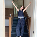 【新款】撞色牛仔背心阔腿裤夏季两件套2B063-6193-P175-K288，女装套装/套裙，浙宝005