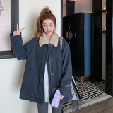 【现货】复古羊羔毛牛仔外套宽松上衣005-6118-P205-K298，女装派克服，浙宝005