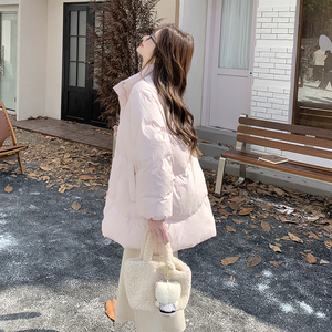【现货】2026冬季粉色戴围脖中长款羽绒服005-608-P295-K428图片