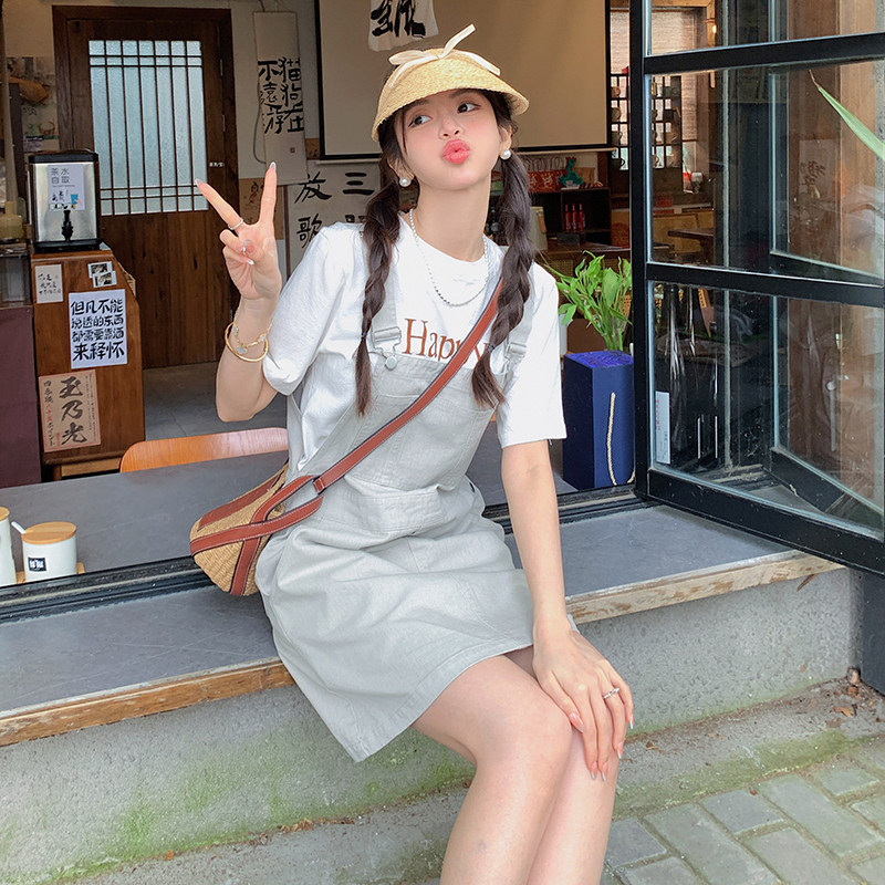 2026夏季新品休闲简约洗水棉背带裙0058897P100K148，女装连衣裙，浙宝005