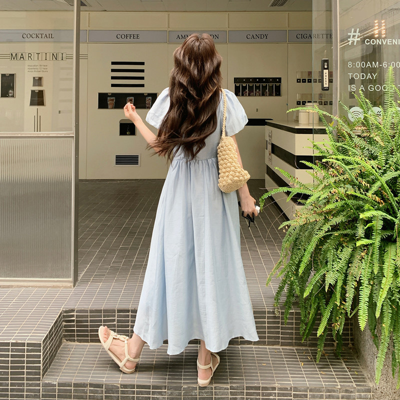 【数据现货】法式V领泡泡袖连衣裙亚麻女装517-P145-K238,女装连衣裙,浙宝005