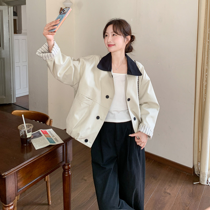 【大货已出】简约风短外套女宽松翻领夹克2B063-6177-P155-K248,商品下架区,浙宝005