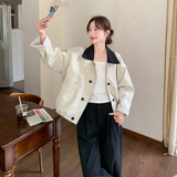 【大货已出】简约风短外套女宽松翻领夹克2B063-6177-P155-K248，女装短外套，浙宝005