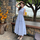 【现货】2026夏季新款格纹纯棉无袖连衣裙005-676-P130-K188，女装连衣裙，浙宝005