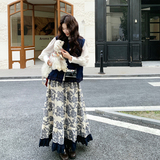 【现货】叠窜花边马甲三件套复古印花套装005-6136-p235控378，女装连衣裙，浙宝005